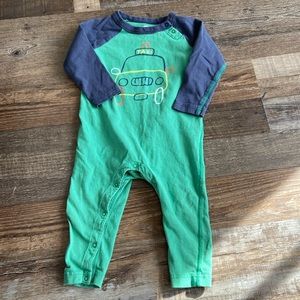 Tea collection taxi cab one piece romper 12-18m green and blue